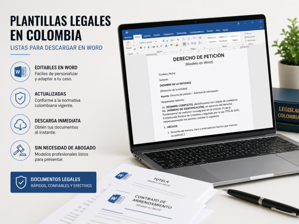 plantillas legales en Colombia en Word editables descarga inmediata