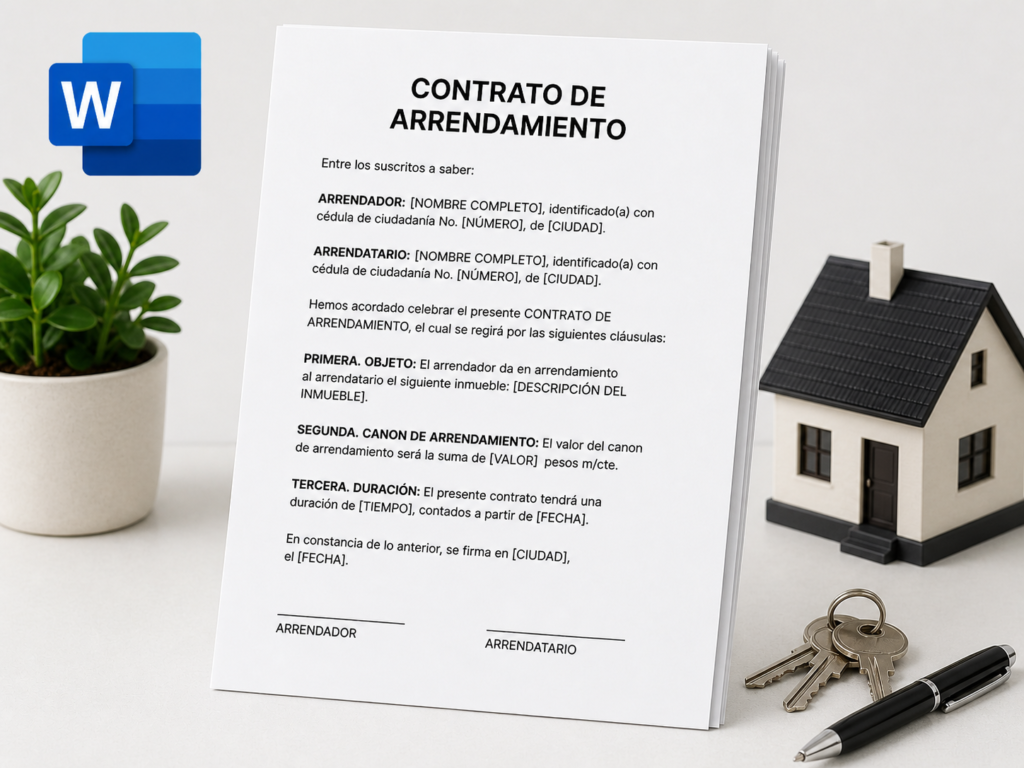 Plantilla de contrato de arrendamiento en Word lista para descargar en Colombia