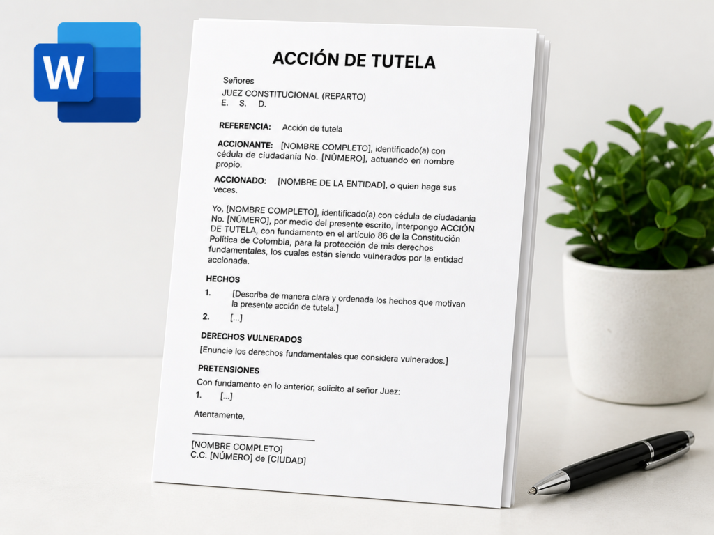 tutela en word colombia plantilla
